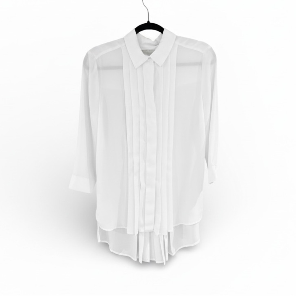 Joan Vass Studo Vintage Women’s Tuxedo shirt dress white Size Medium - Picture 1 of 11